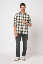 OLIVE CHECKERED SLUB SHIRT-Shirt - 251133705