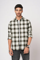 OLIVE CHECKERED SLUB SHIRT-Shirt - 251133705