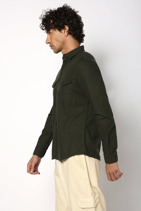 Olive Double Pocket Shirt - Shirt - 241129592