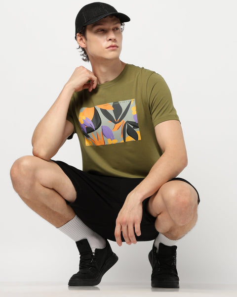 OLIVE GRAPHIC TEE ROUND NECK MENS T SHIRT - T-Shirt - 231131047