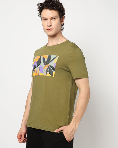 OLIVE GRAPHIC TEE ROUND NECK MENS T SHIRT - T-Shirt - 231131047