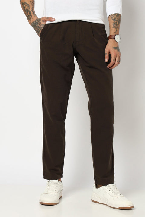 OLIVE PLAIN PLEATED MENS TROUSER - Trousers - 250740541