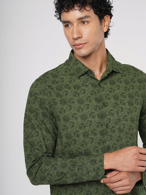 OLIVE PRINTED COTTON SHIRT-Shirt - 251133635
