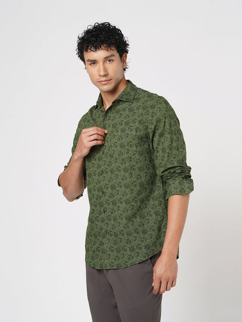OLIVE PRINTED COTTON SHIRT-Shirt - 251133635