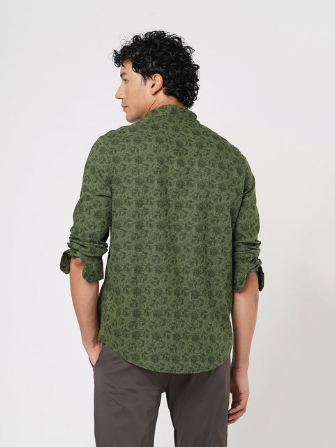 OLIVE PRINTED COTTON SHIRT-Shirt - 251133635