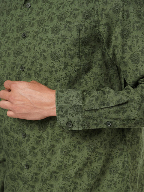 OLIVE PRINTED COTTON SHIRT-Shirt - 251133635