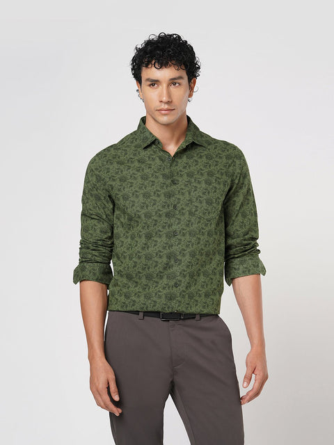 OLIVE PRINTED COTTON SHIRT-Shirt - 251133635