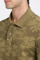 Olive Printed Polo Cotton T-Shirt - T-Shirt - 231231132