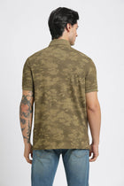 Olive Printed Polo Cotton T-Shirt - T-Shirt - 231231132