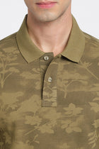 Olive Printed Polo Cotton T-Shirt - T-Shirt - 231231132