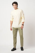 OLIVE RELAXED FIT DOBBY TROUSER - Trousers - 251041311