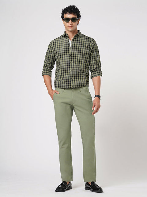 OLIVE SLIM FIT DOBBY TROUSER - Trousers - 251041346