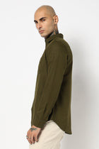 OLIVE SOLID FULL SLEEVE TAILORED FIT SHIRT-Shirt - 250531418