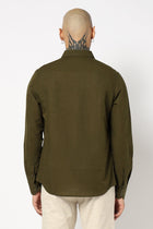 OLIVE SOLID FULL SLEEVE TAILORED FIT SHIRT-Shirt - 250531418