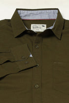 OLIVE SOLID FULL SLEEVE TAILORED FIT SHIRT-Shirt - 250531418