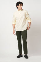 OLIVE STRAIGHT FIT DOBBY TROUSER - Trousers - 250941226