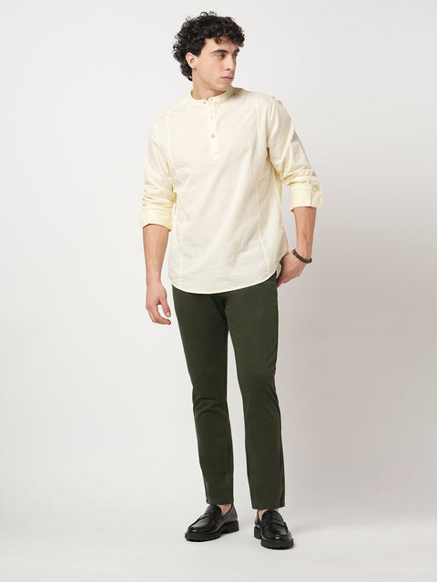 OLIVE STRAIGHT FIT DOBBY TROUSER - Trousers - 250941226