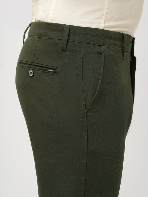 OLIVE STRAIGHT FIT DOBBY TROUSER - Trousers - 250941226