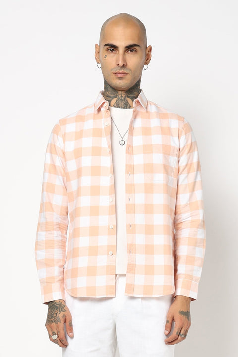 ORANGE BUFFALO CHECKERED COTTON SHIRT-Shirt - 250832001