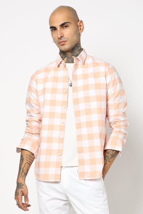 ORANGE BUFFALO CHECKERED COTTON SHIRT-Shirt - 250832001