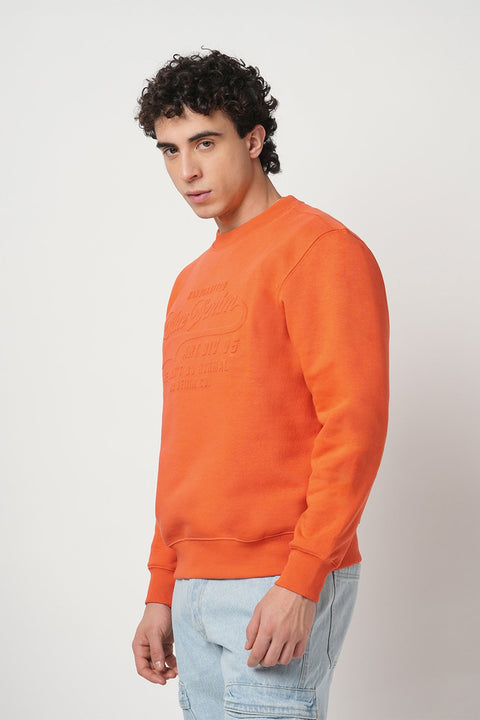 ORANGE EMBOSSED PULLOVER SWEATSHIRT - Sweatshirt - 250960232