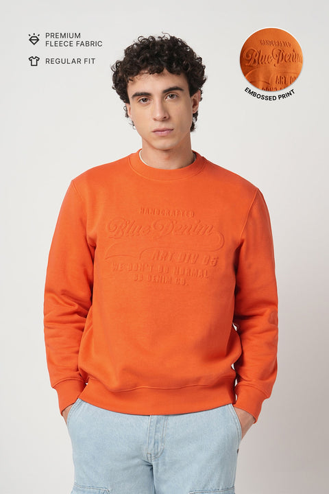 ORANGE EMBOSSED PULLOVER SWEATSHIRT - Sweatshirt - 250960232