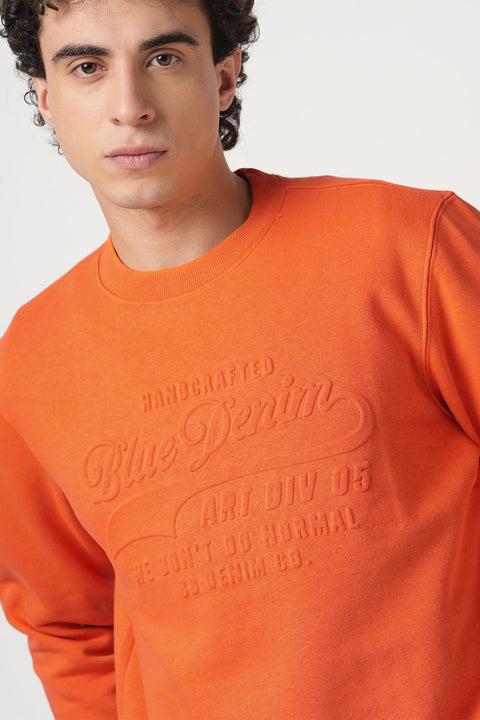 ORANGE EMBOSSED PULLOVER SWEATSHIRT - Sweatshirt - 250960232