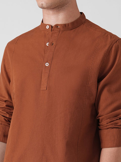 ORANGE MANDARIN COLLAR KURTA - Kurta - 251032808