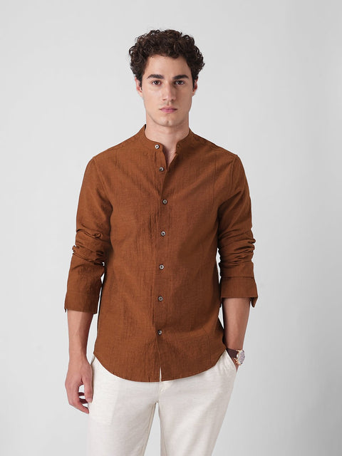 ORANGE MANDARIN COLLAR SHIRT-Shirt - 260235145