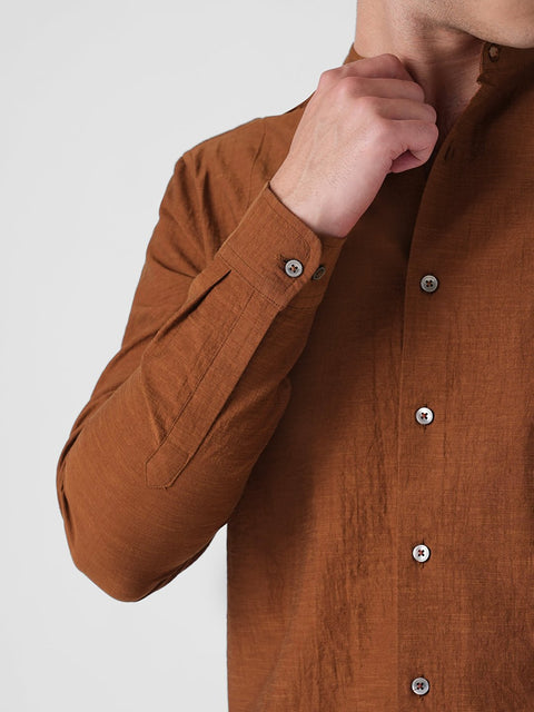 ORANGE MANDARIN COLLAR SHIRT-Shirt - 260235145