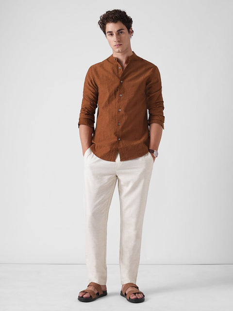 ORANGE MANDARIN COLLAR SHIRT-Shirt - 260235145