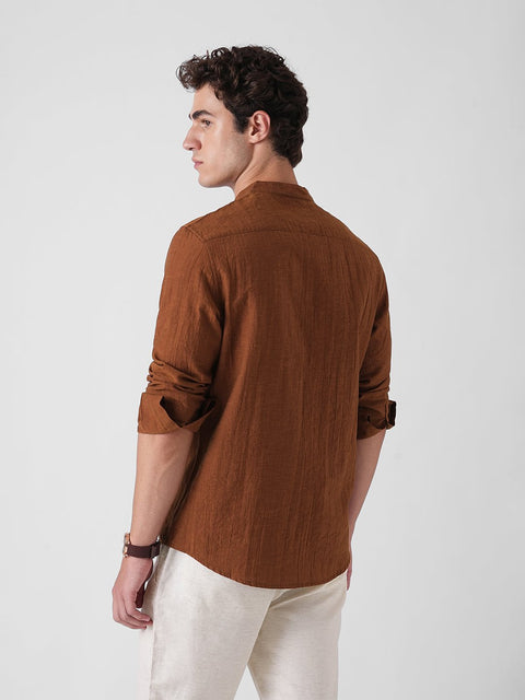 ORANGE MANDARIN COLLAR SHIRT-Shirt - 260235145