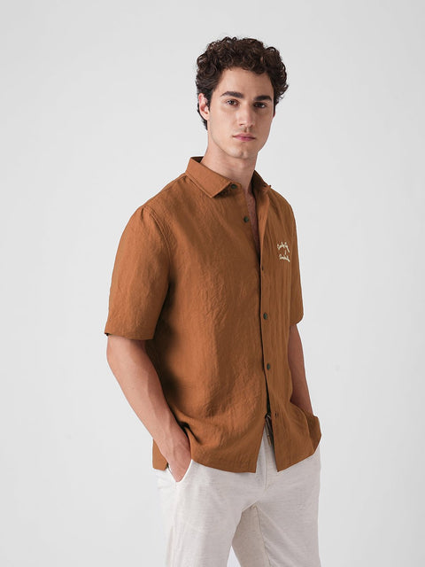 ORANGE SLUB PLAIN SHIRT-Shirt - 260235105