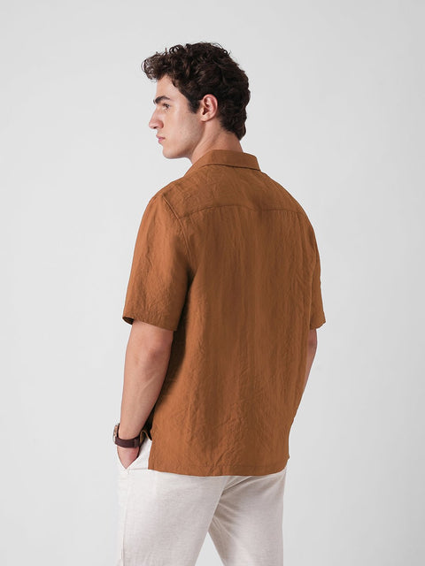 ORANGE SLUB PLAIN SHIRT-Shirt - 260235105
