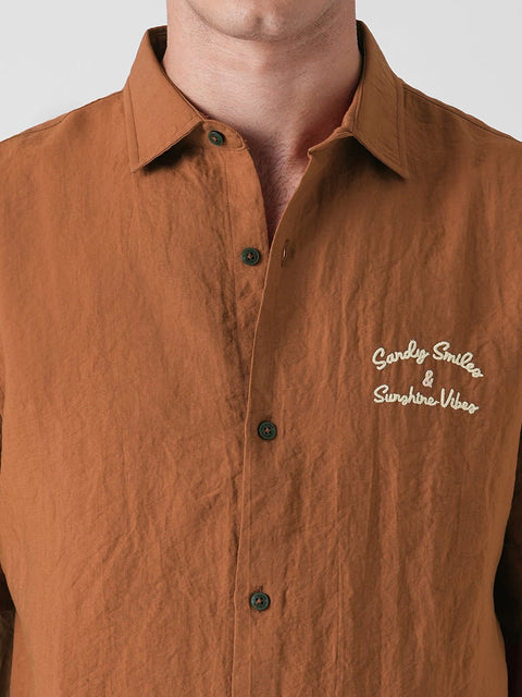 ORANGE SLUB PLAIN SHIRT-Shirt - 260235105
