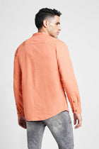 Orange Solid Cotton Shirt Kurta - Kurta - 240126558