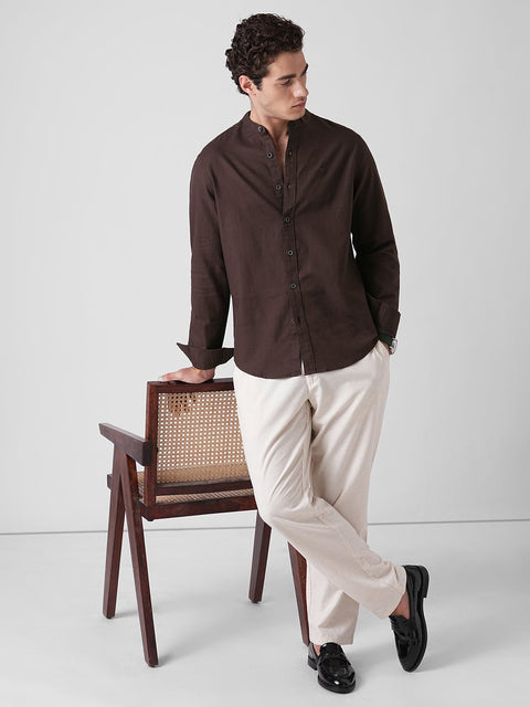 OXFORD MANDARIN COLLAR SHIRT-Shirt - 260235075