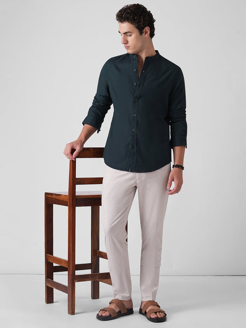 OXFORD MANDARIN COLLAR SHIRT-Shirt - 260235070