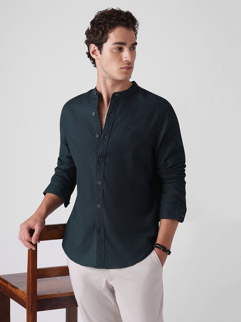 OXFORD MANDARIN COLLAR SHIRT-Shirt - 260235075