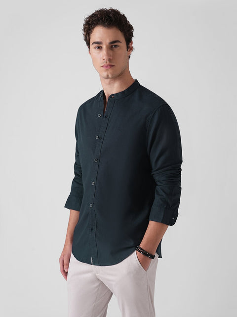 OXFORD MANDARIN COLLAR SHIRT-Shirt - 260235070