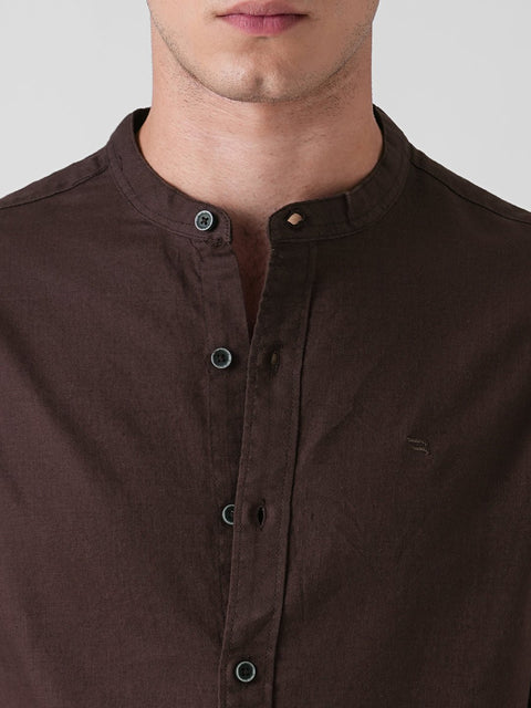 OXFORD MANDARIN COLLAR SHIRT-Shirt - 260235075