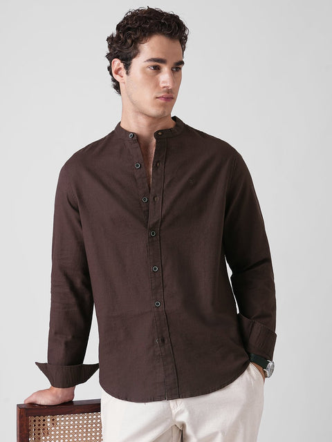 OXFORD MANDARIN COLLAR SHIRT-Shirt - 260235075