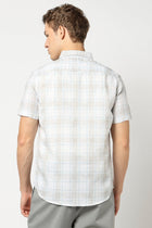 Pastel Aqua Half Sleeve Checkered Shirt - Shirts - 250431103