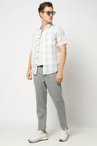 Pastel Aqua Half Sleeve Checkered Shirt - Shirts - 250431103