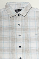 Pastel Aqua Half Sleeve Checkered Shirt - Shirts - 250431103