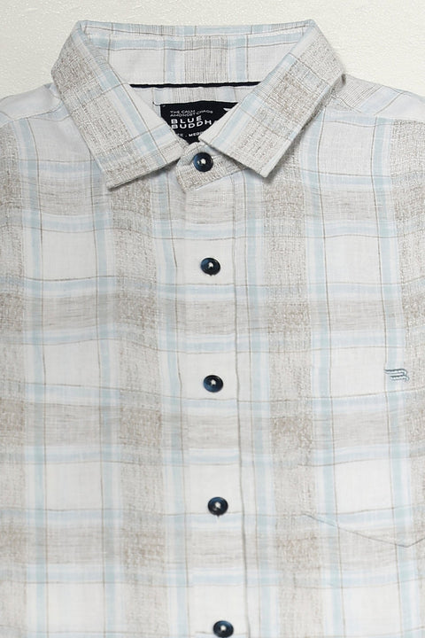 Pastel Aqua Half Sleeve Checkered Shirt - Shirts - 250431103