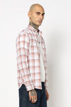 PEACH CHECKERED COTTON SLUB SHIRT-Shirt - 250731772