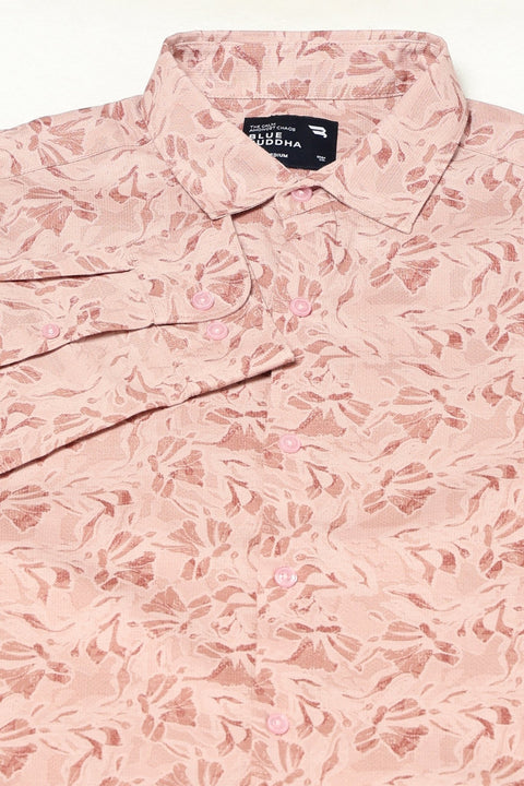 PEACH FLORAL PRINTED SHIRT-Shirt - 250731807