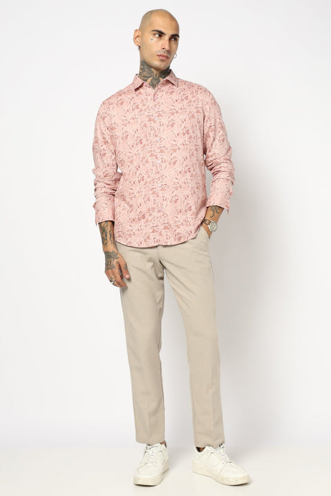 PEACH FLORAL PRINTED SHIRT-Shirt - 250731807