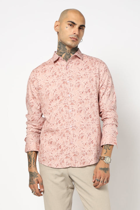 PEACH FLORAL PRINTED SHIRT-Shirt - 250731807